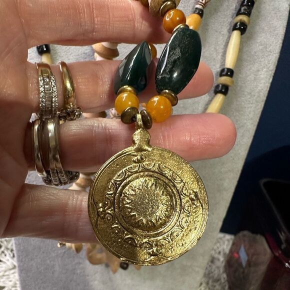 Lot of 4 Safari Tribal Necklaces Nice Worn Together or Separate Gorgeous Pieces - Picture 5 of 7